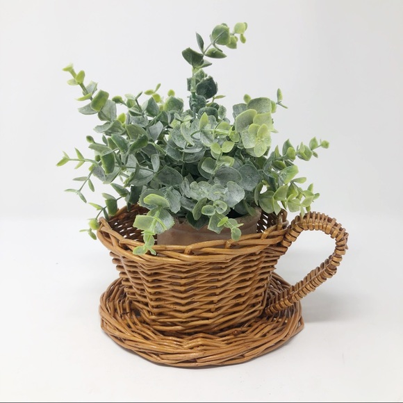 Boho Wicker Coffee Mug Shaped Basket - Picture 2 of 5